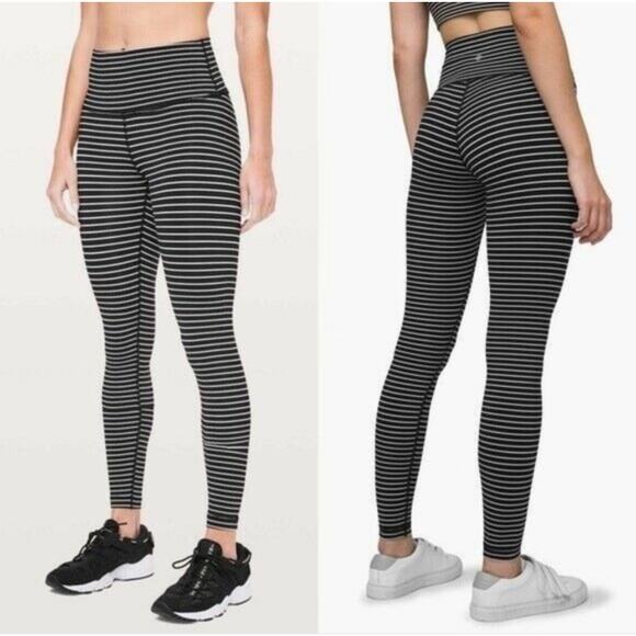 lululemon athletica Pants - Lululemon Wunder Under High Rise Striped Leggings